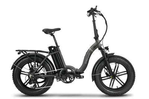 Emmo E-Mini Pro 2.0 Electric Folding EBike 4" Fat Bike Tires Grey Side